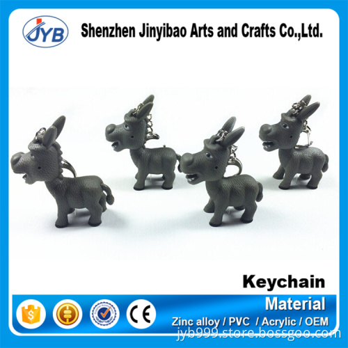 latest design promotional innovative gift plastic 3D donkey shape LED keychain